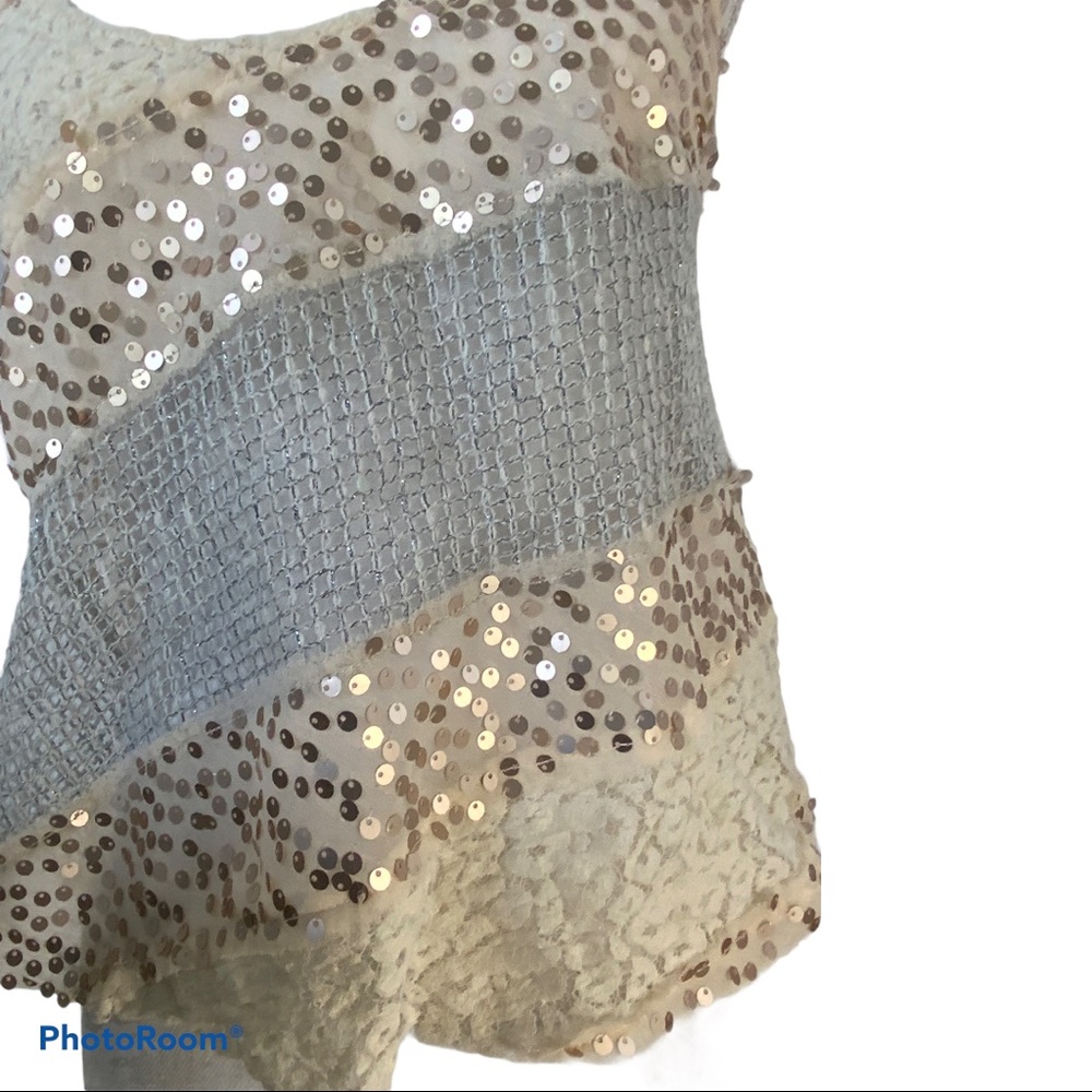 !!! SOLD. !!!  Free People Mixed Material Tank Top Sequin Scoop - Picture 5 of 9
